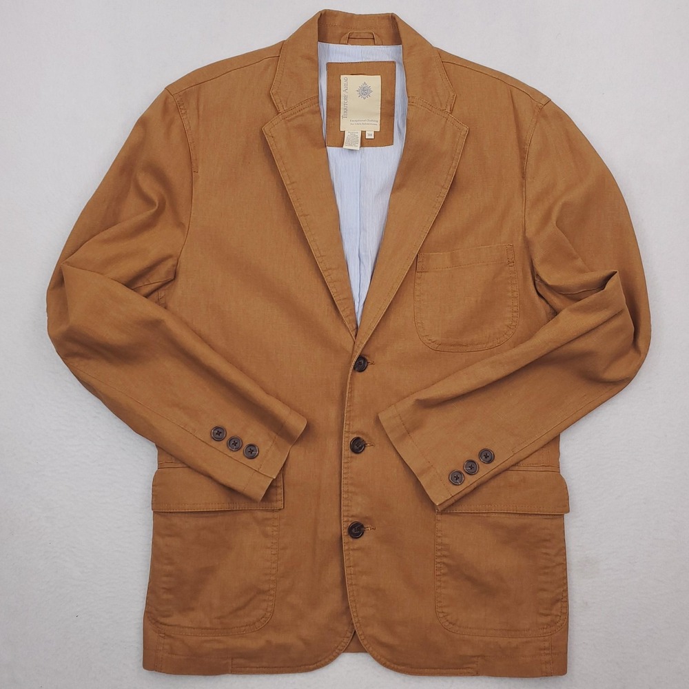 Territory Ahead Blazer Mens 38R Brown Linen Cotton Casual Sport Coat 3 Button